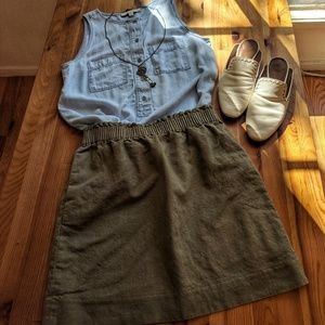 J Crew Factory Linen Sidewalk Mini Skirt Size 6